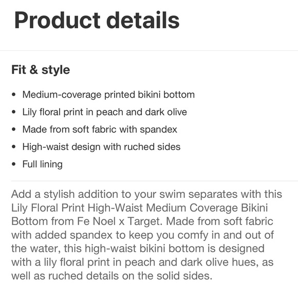 Target x Fe Noel Plus Size Peach Floral High Waist Bikini Set - Picture 7 of 7